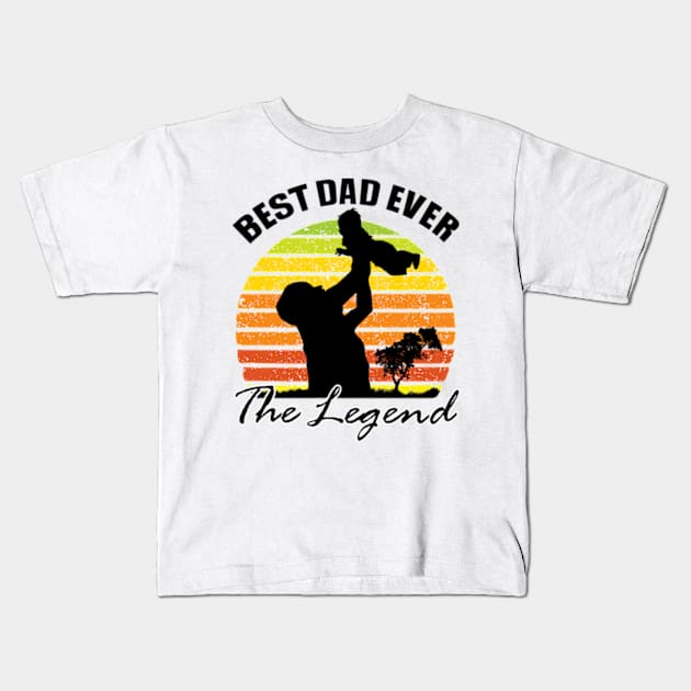 Best Dad Ever Retro Kids T-Shirt by Polahcrea